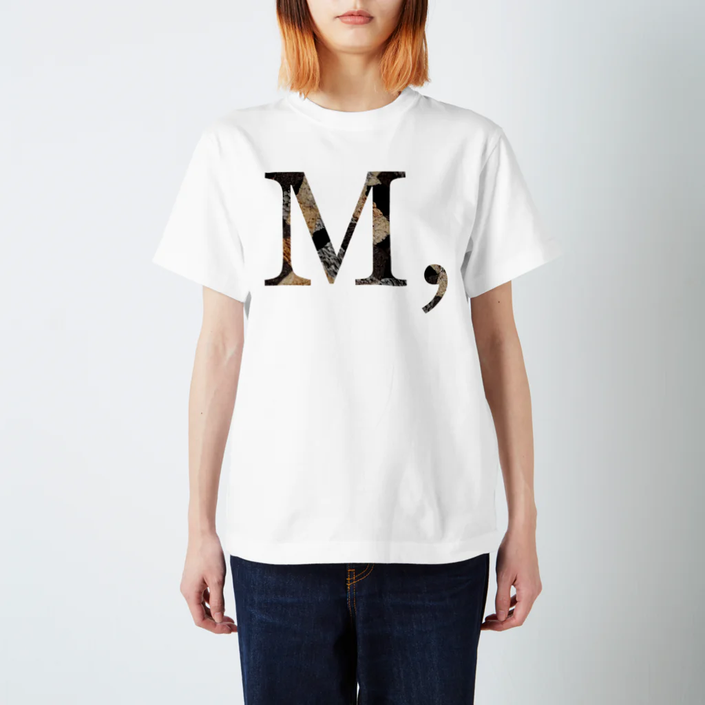 Sweet-TのイニシャルM モノクロドライフラワー  Regular Fit T-Shirt