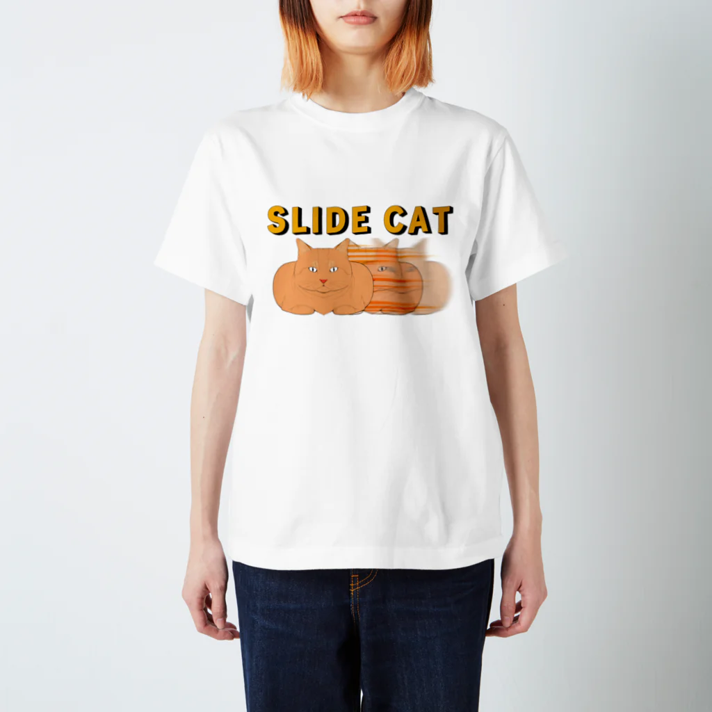 ときお✍︎🦍の横滑り猫Tシャツ- SLIDE CAT Regular Fit T-Shirt