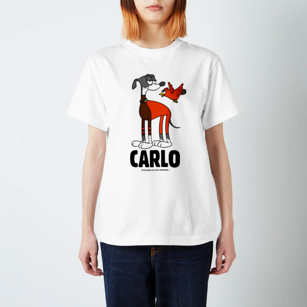 Houndy's supply イタグレ服【ハウンディーズ】のCARLOくん専用 黒文字 Regular Fit T-Shirt