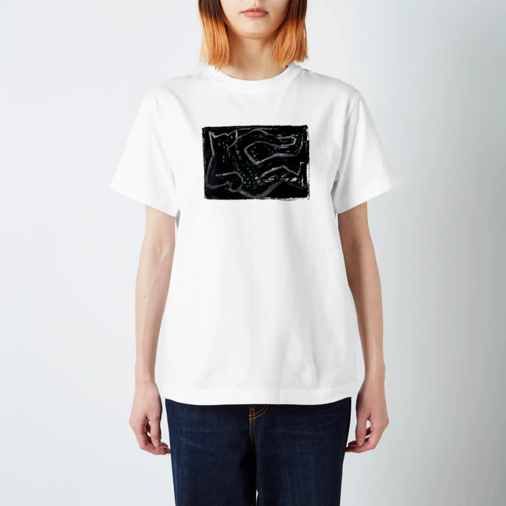 19mile_の[サイン無し] Box drawing -black-  Regular Fit T-Shirt