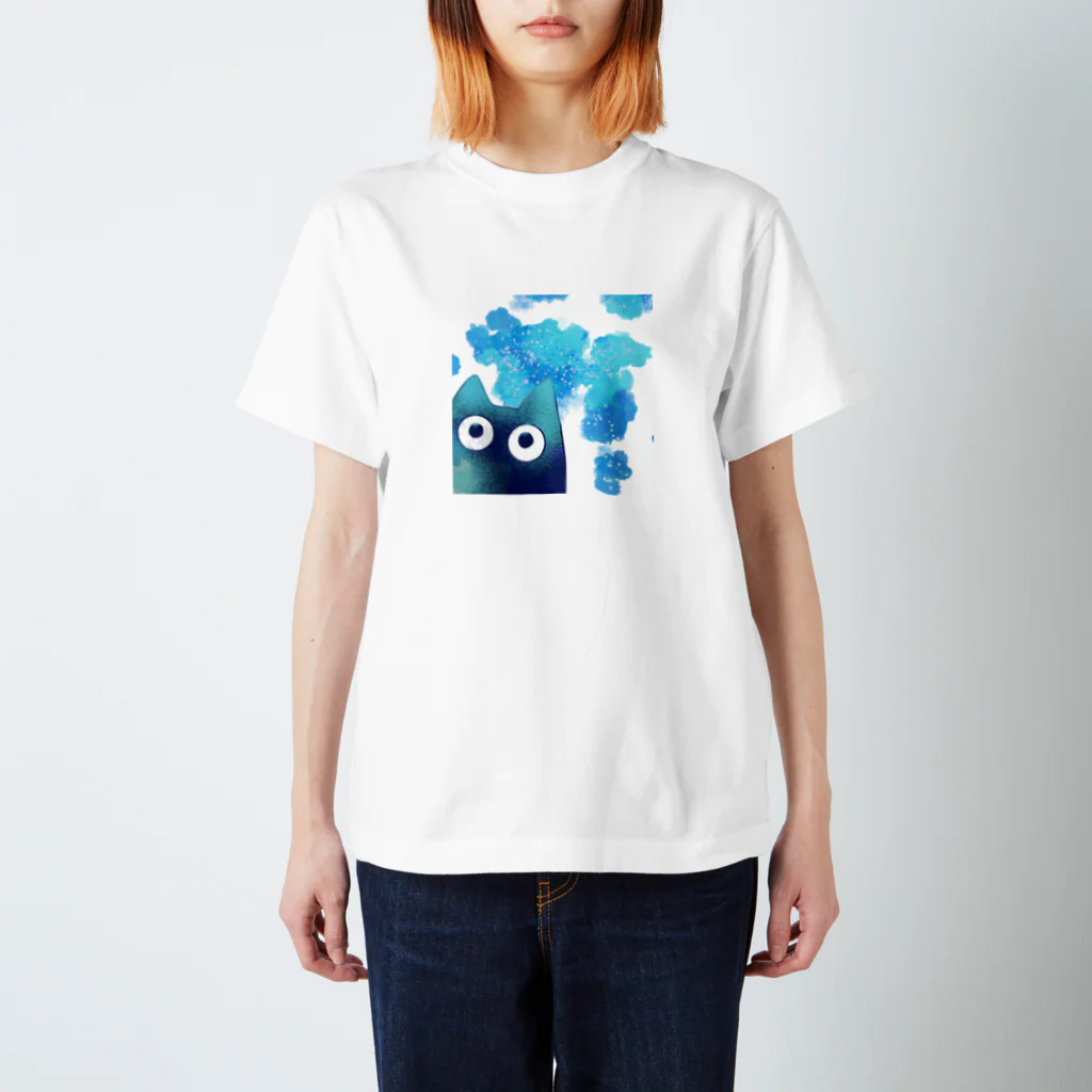 ゆんの宇宙ネコ　キラキラちゃん　背景つき Regular Fit T-Shirt