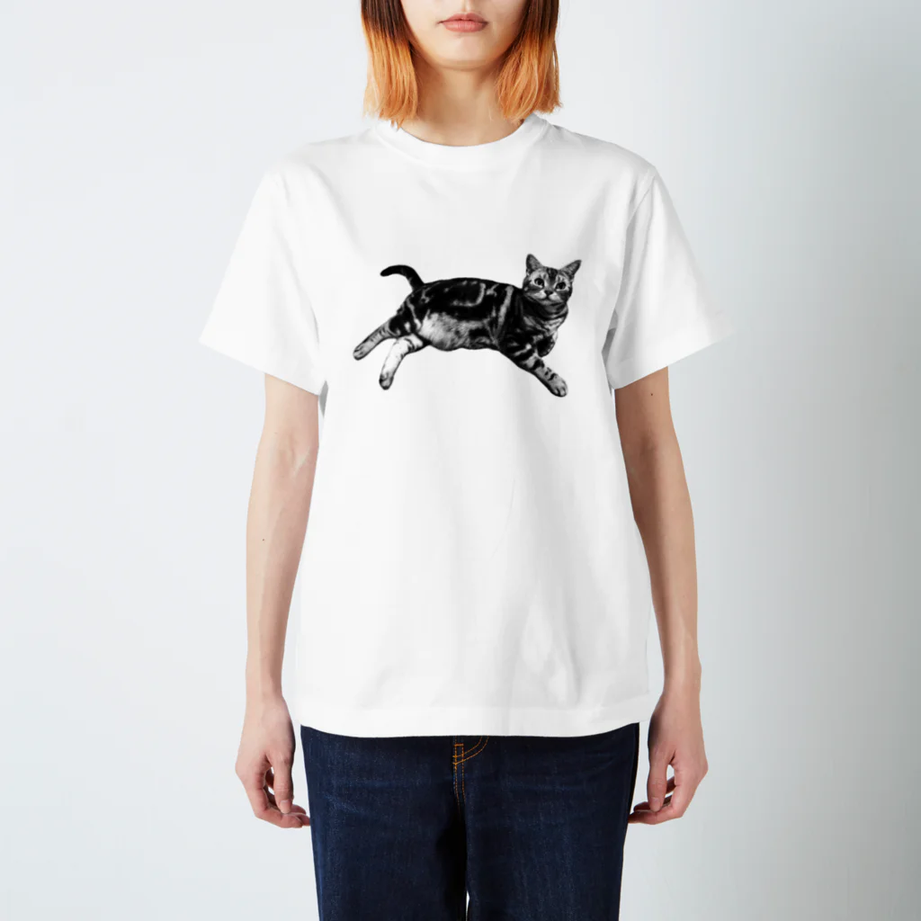 のじまちゃんねるのねこのマャーちゃん ごろり スタンダードTシャツ