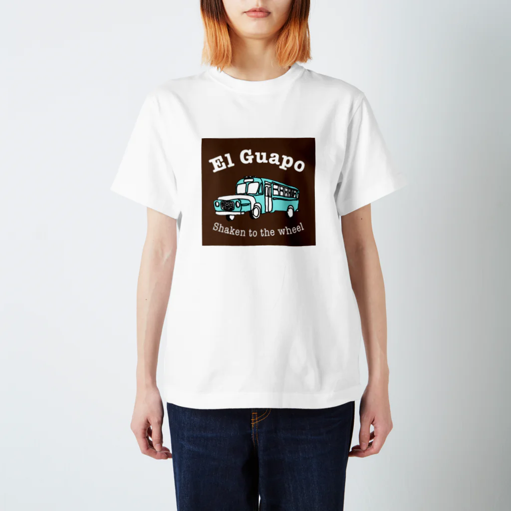 raykosukeのShaken to the wheel /brown Regular Fit T-Shirt