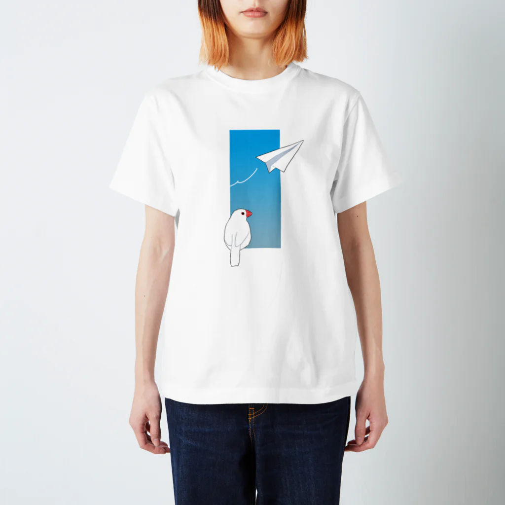 HAKINASHiの紙飛行機＆文鳥 Regular Fit T-Shirt