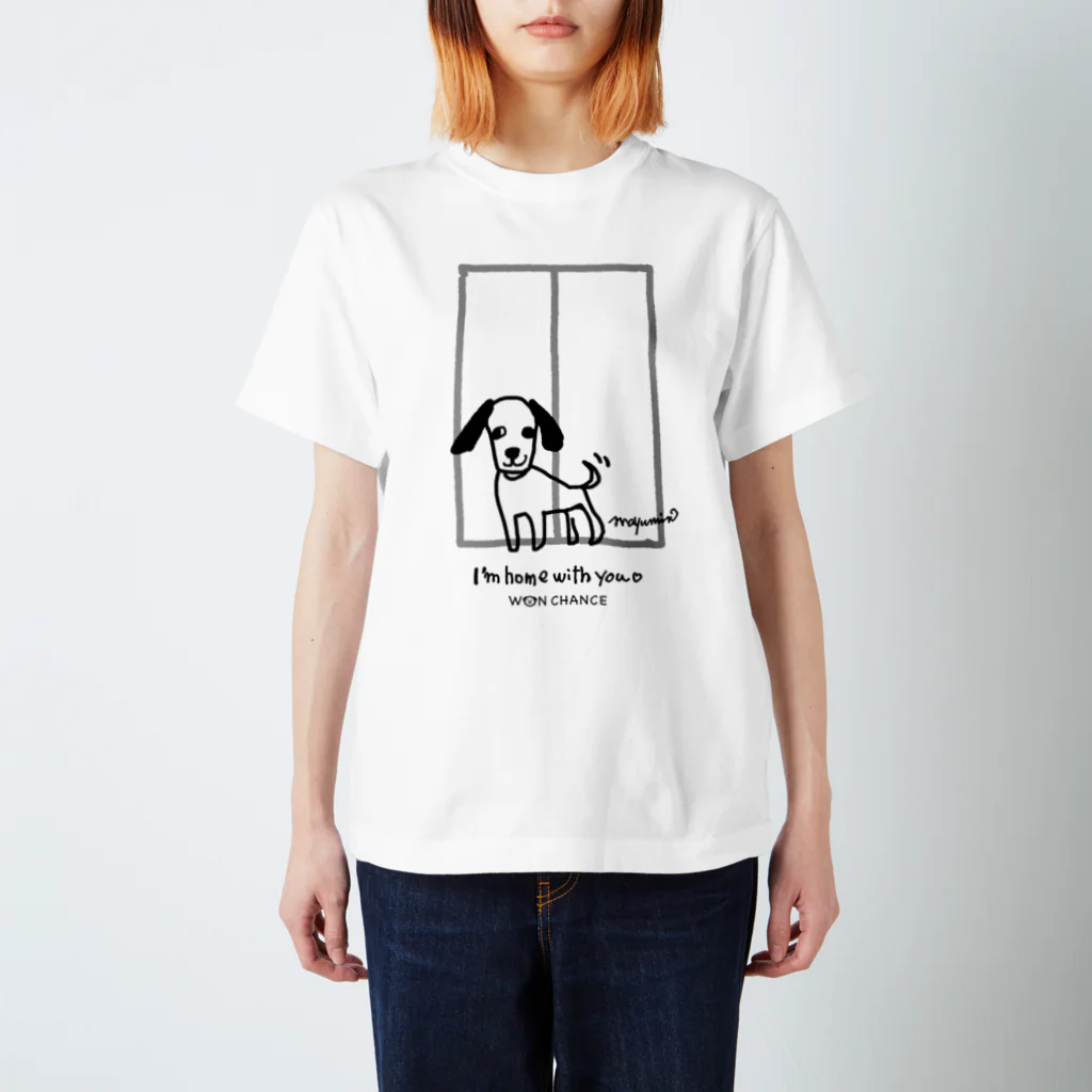 WON CHANCE ワンチャンスのアイムホームわんこ/グレー（まゆみん） スタンダードTシャツ