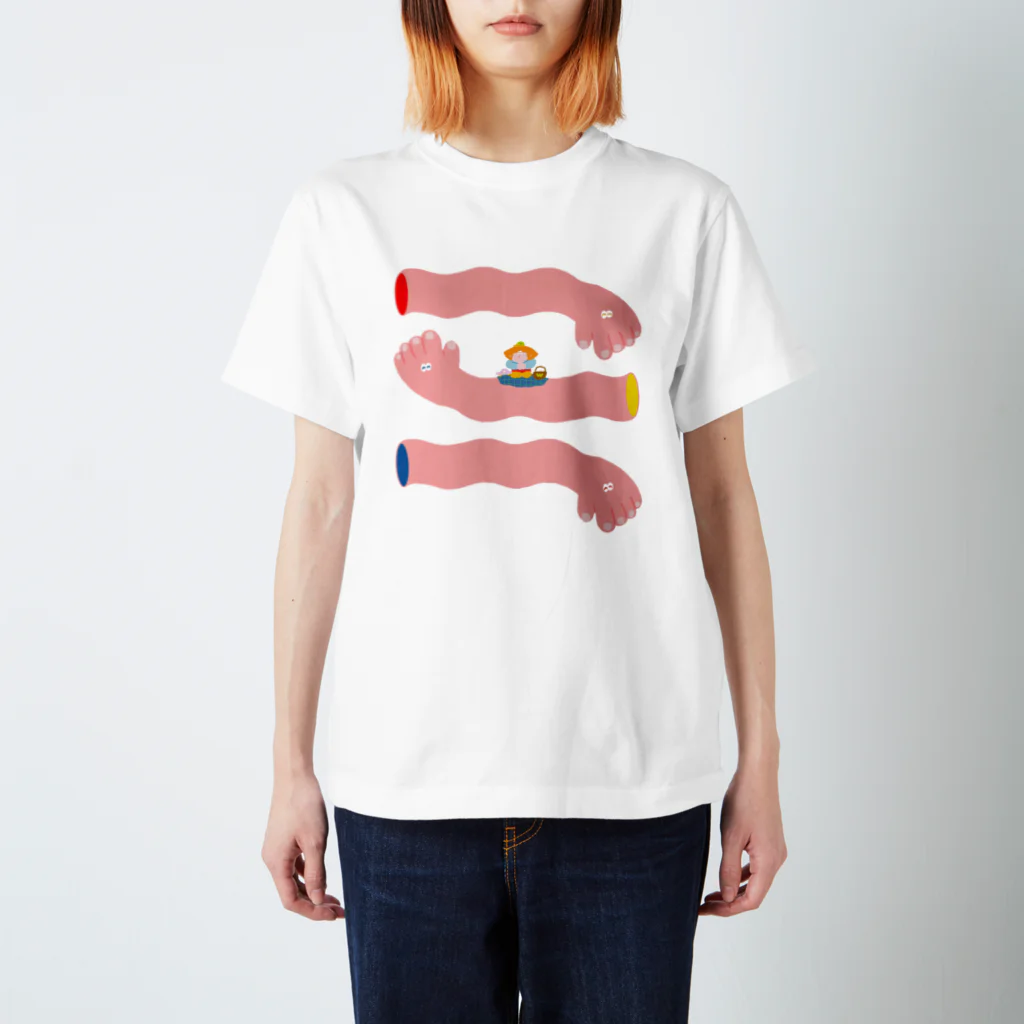 わちゃぽ宇宙人/シマダソラシドの🍙真ん中でピクニック🍙 スタンダードTシャツ