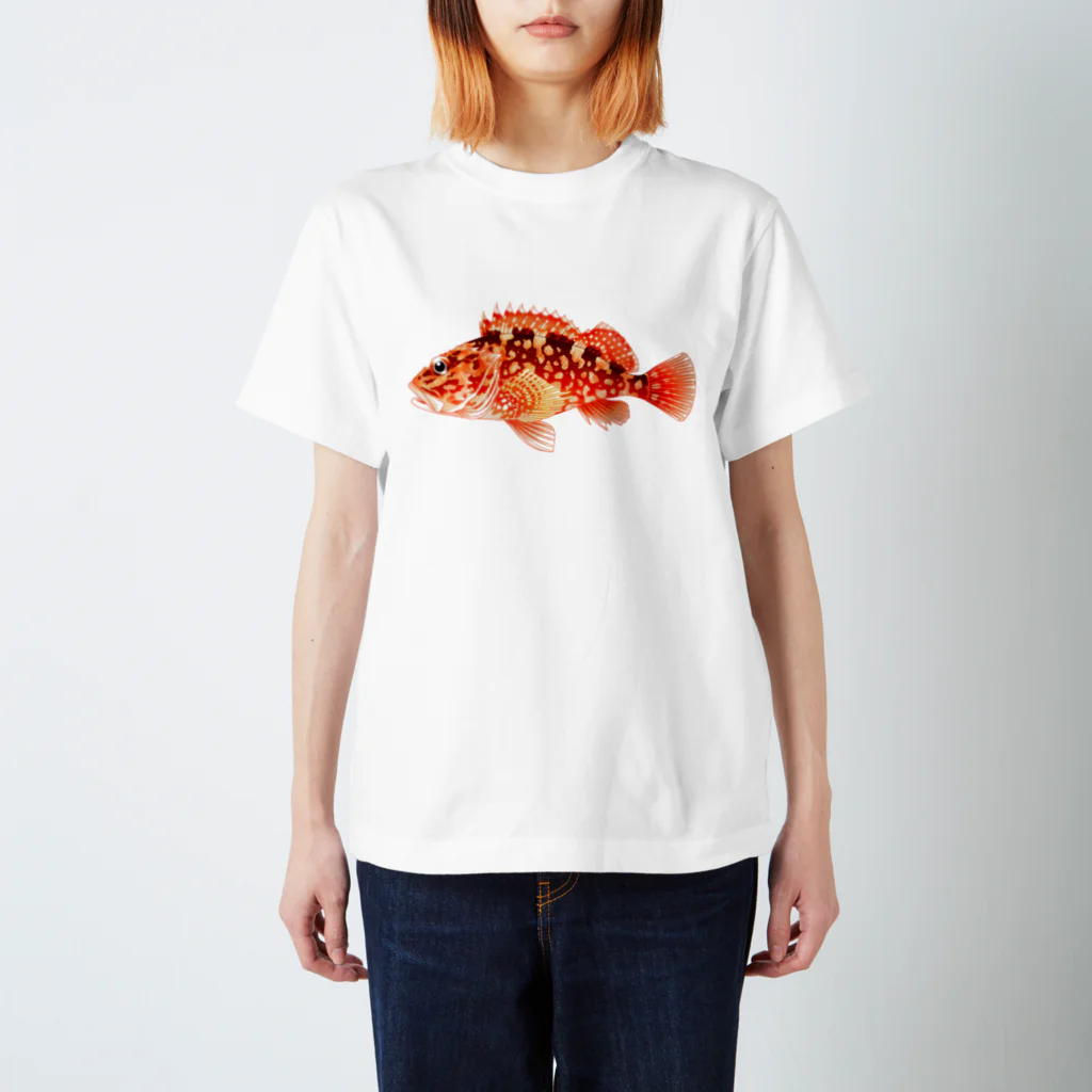 【魚類】おさかなちゃん☆図鑑の【魚類】カサゴちゃん☆笠子 スタンダードTシャツ