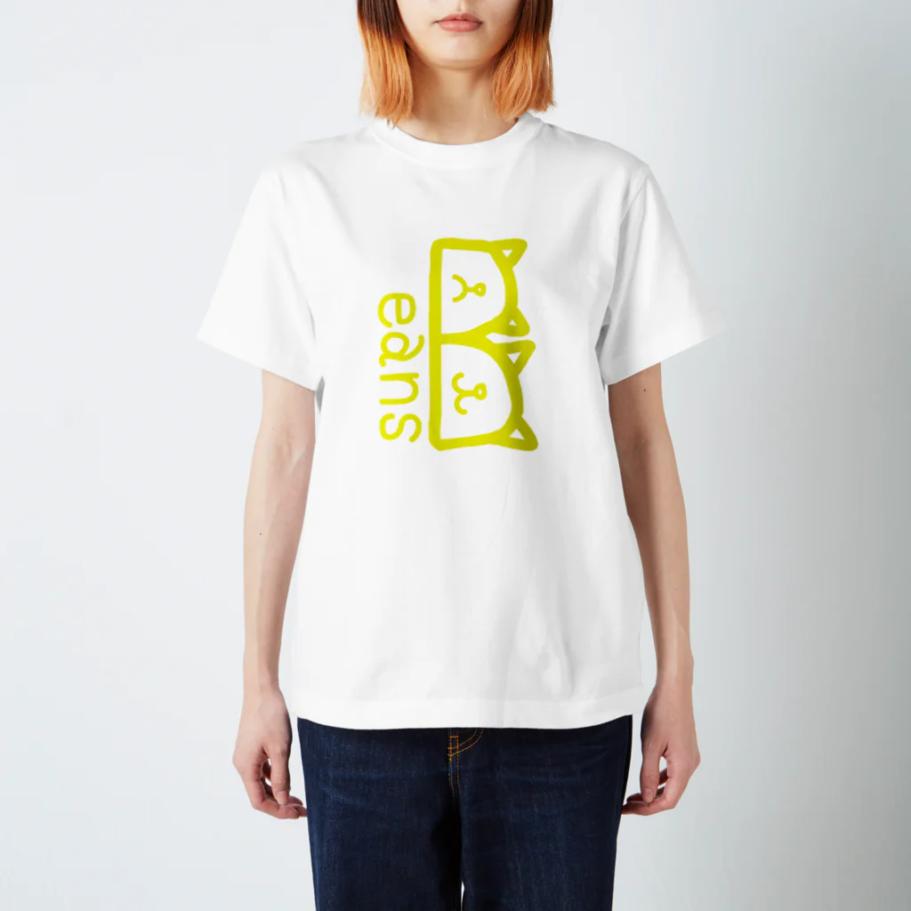 BeansショップのBeansロゴピカピカ黄色縦 スタンダードTシャツ