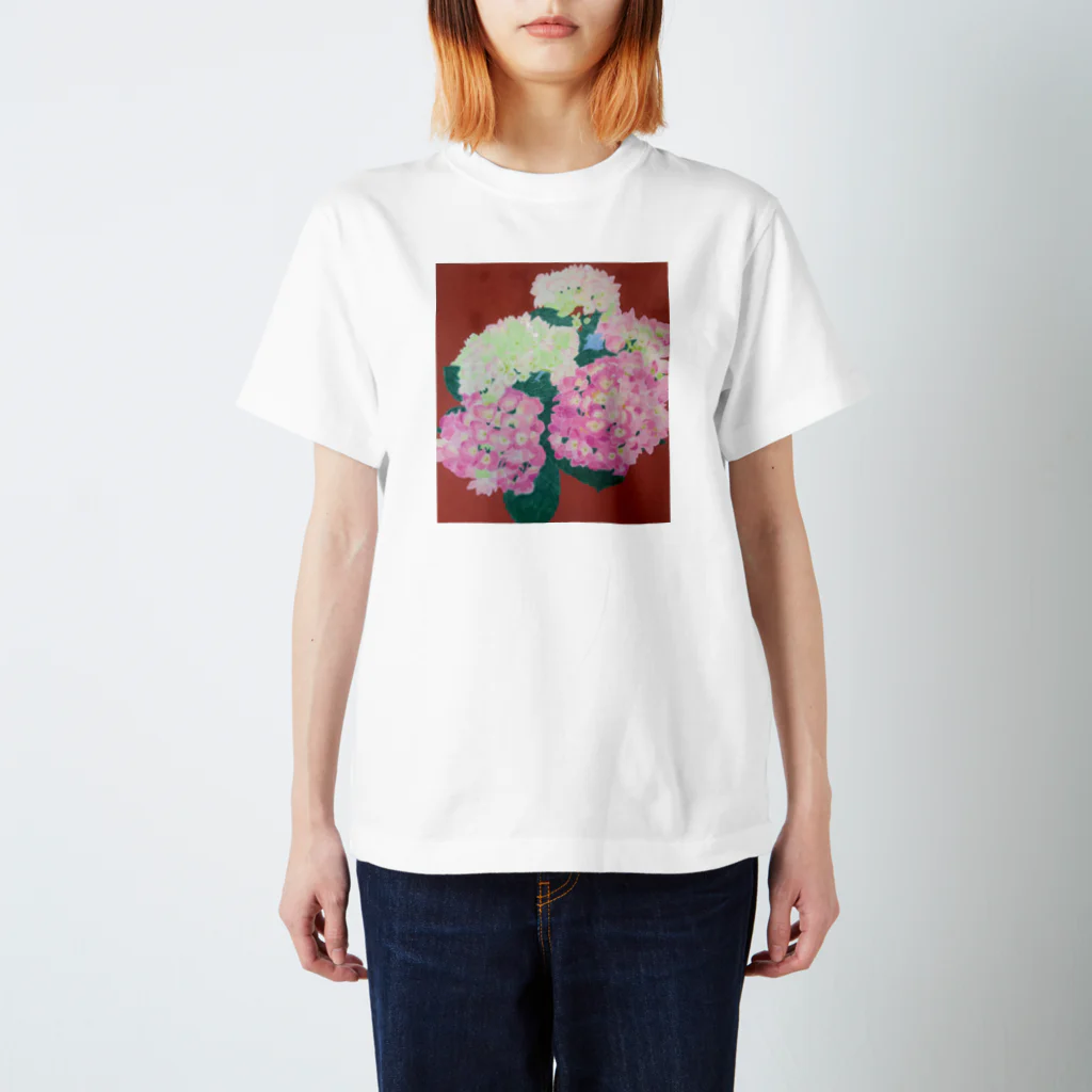 makiko-ekoyomiのピンクの紫陽花 スタンダードTシャツ