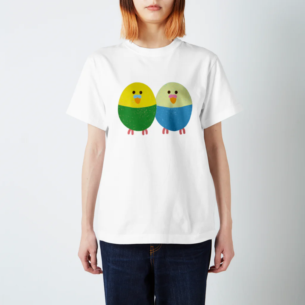 鳥さんインコさんダイスキ商店のたまご型インコさん(カップル) Regular Fit T-Shirt