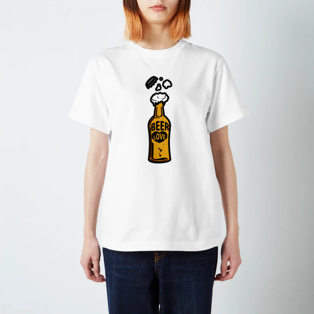 CɐkeccooのILOVEBEER-ビール瓶-お酒好きに スタンダードTシャツ