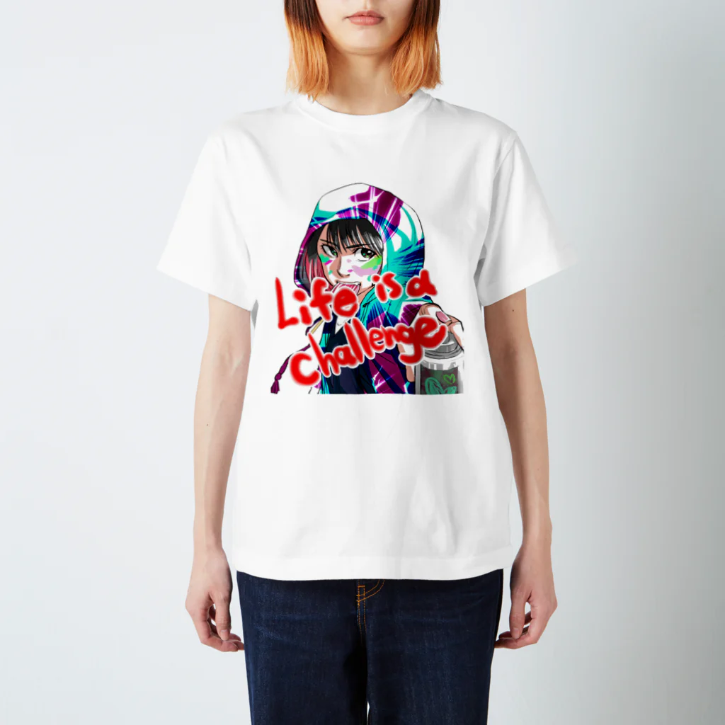 どでんちゃんのデザインショップ👩‍🎨のLife is a challenge スタンダードTシャツ