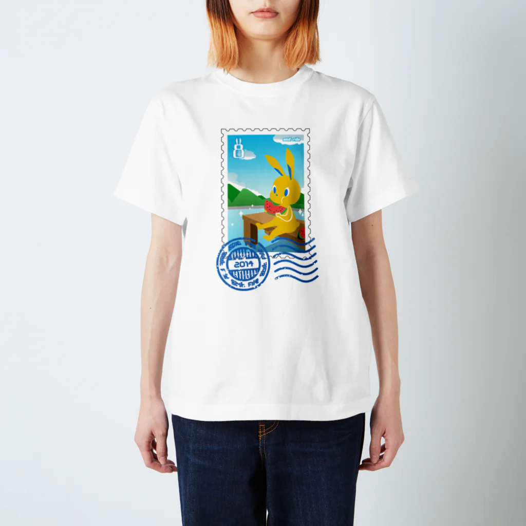 manaの納涼うさぎ切手風 Regular Fit T-Shirt