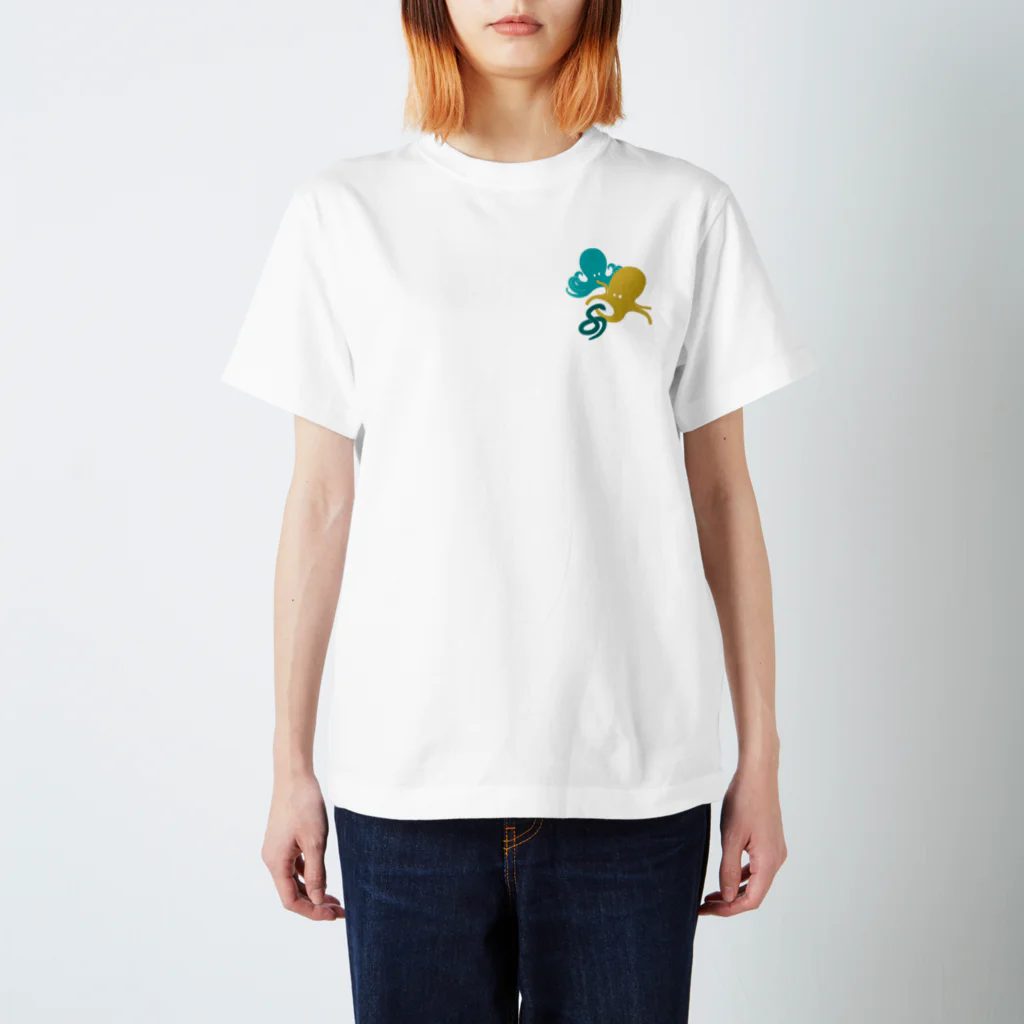 こりこりなんこつのタコとヘビ柄(黄)ワンポイント Regular Fit T-Shirt