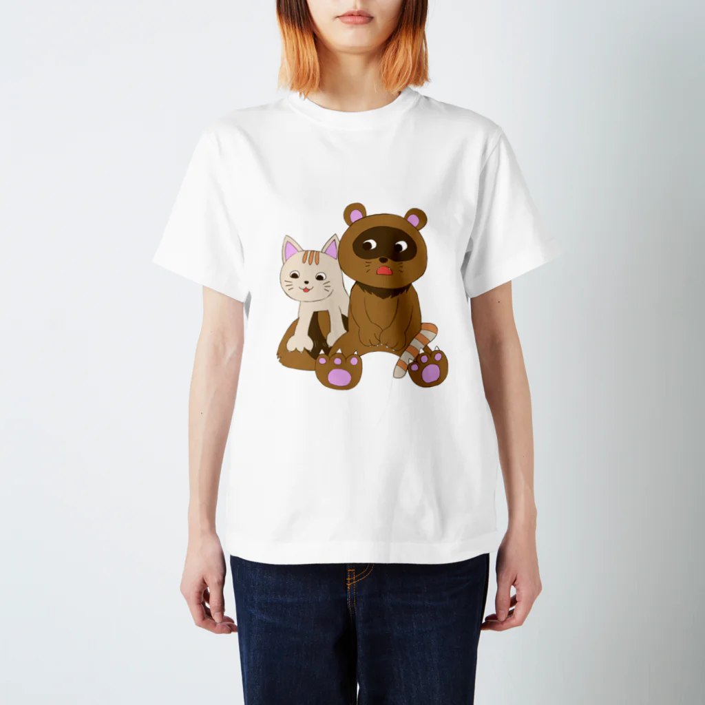 Secret gardenのたぬきとにゃんこ Regular Fit T-Shirt