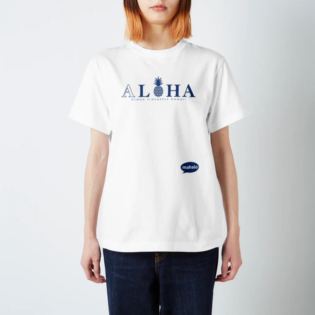 aloha_pineapple_hawaiiのパイナップル ALOHA 吹き出しマハロ 046 スタンダードTシャツ