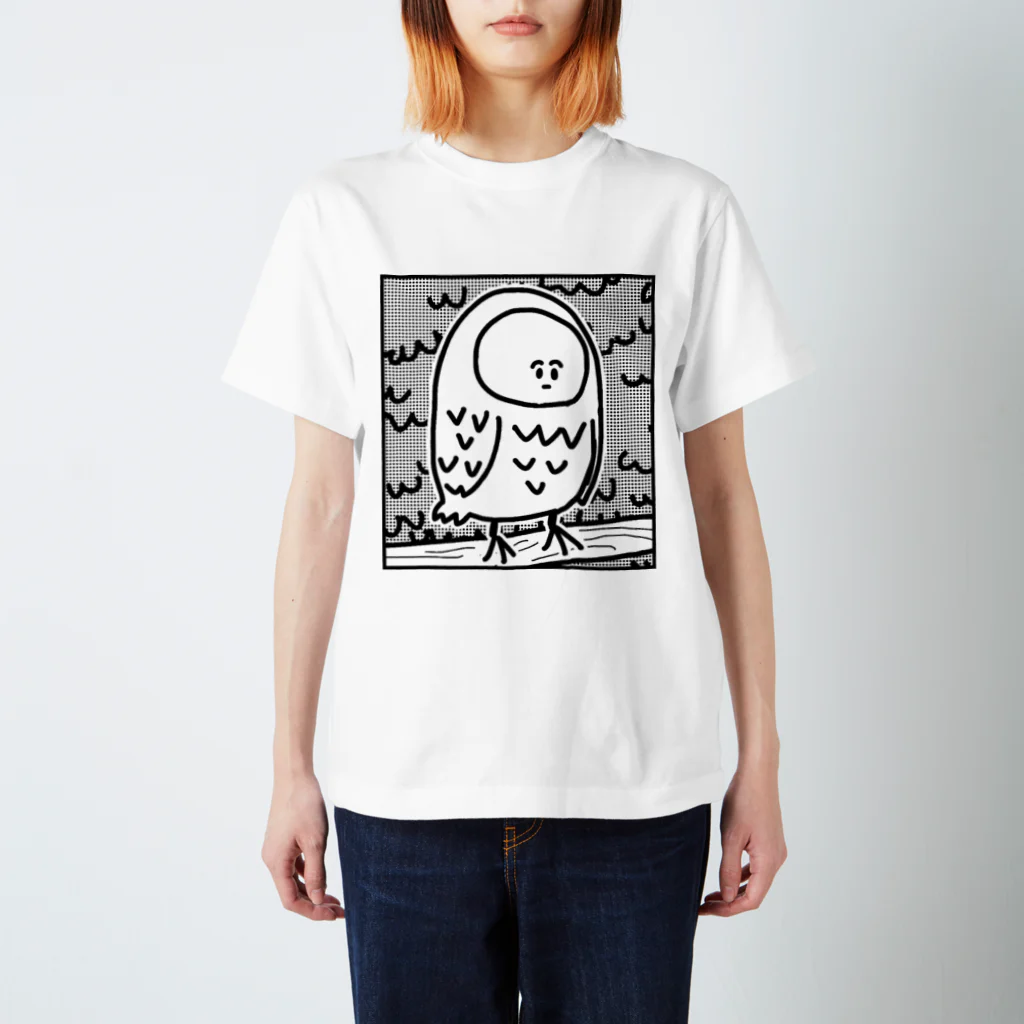 だぶるものおきの顔のやつふくろう ブラック スタンダードTシャツ