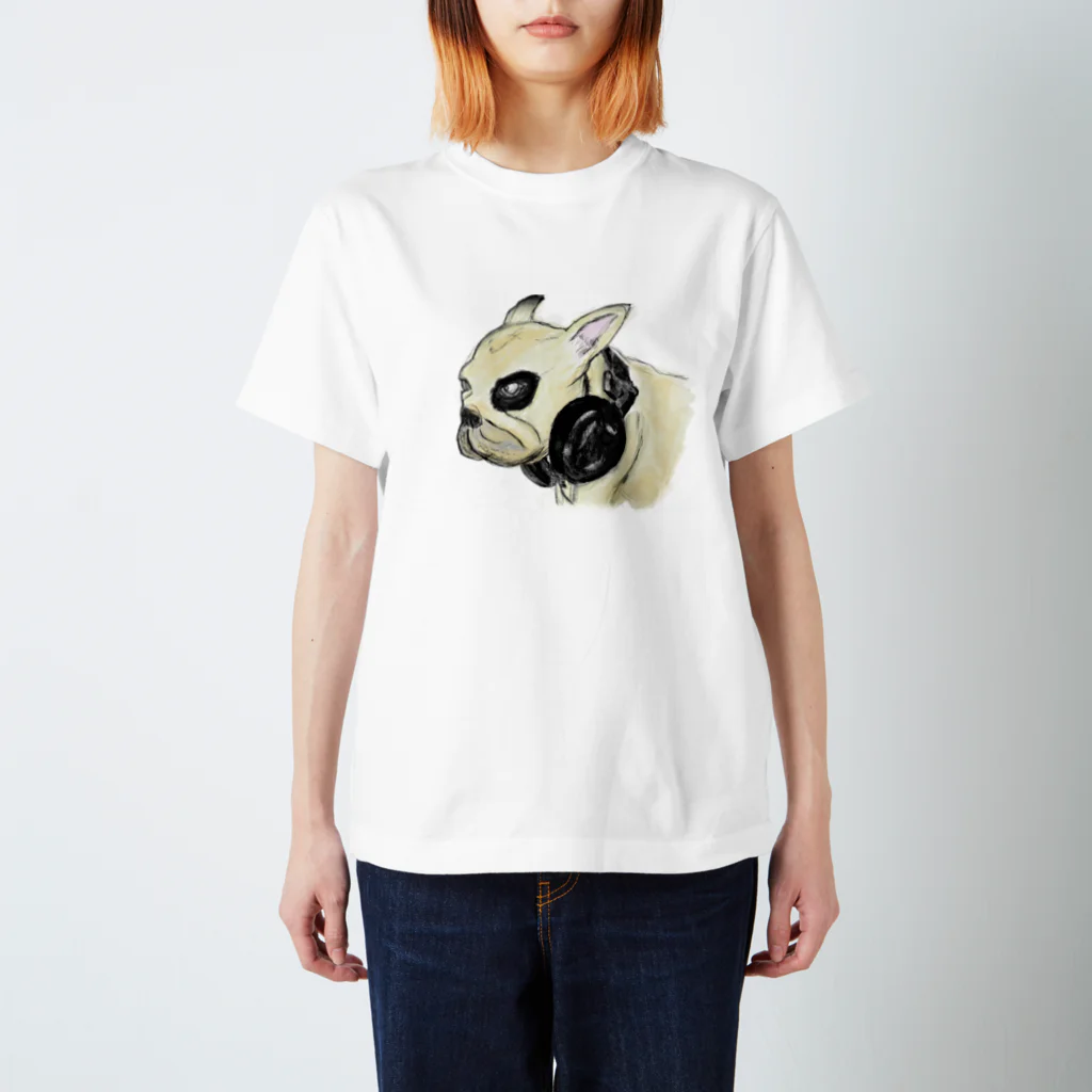 chicodeza by suzuriのちょっと怖いフレンチブルドッグのイラスト Regular Fit T-Shirt