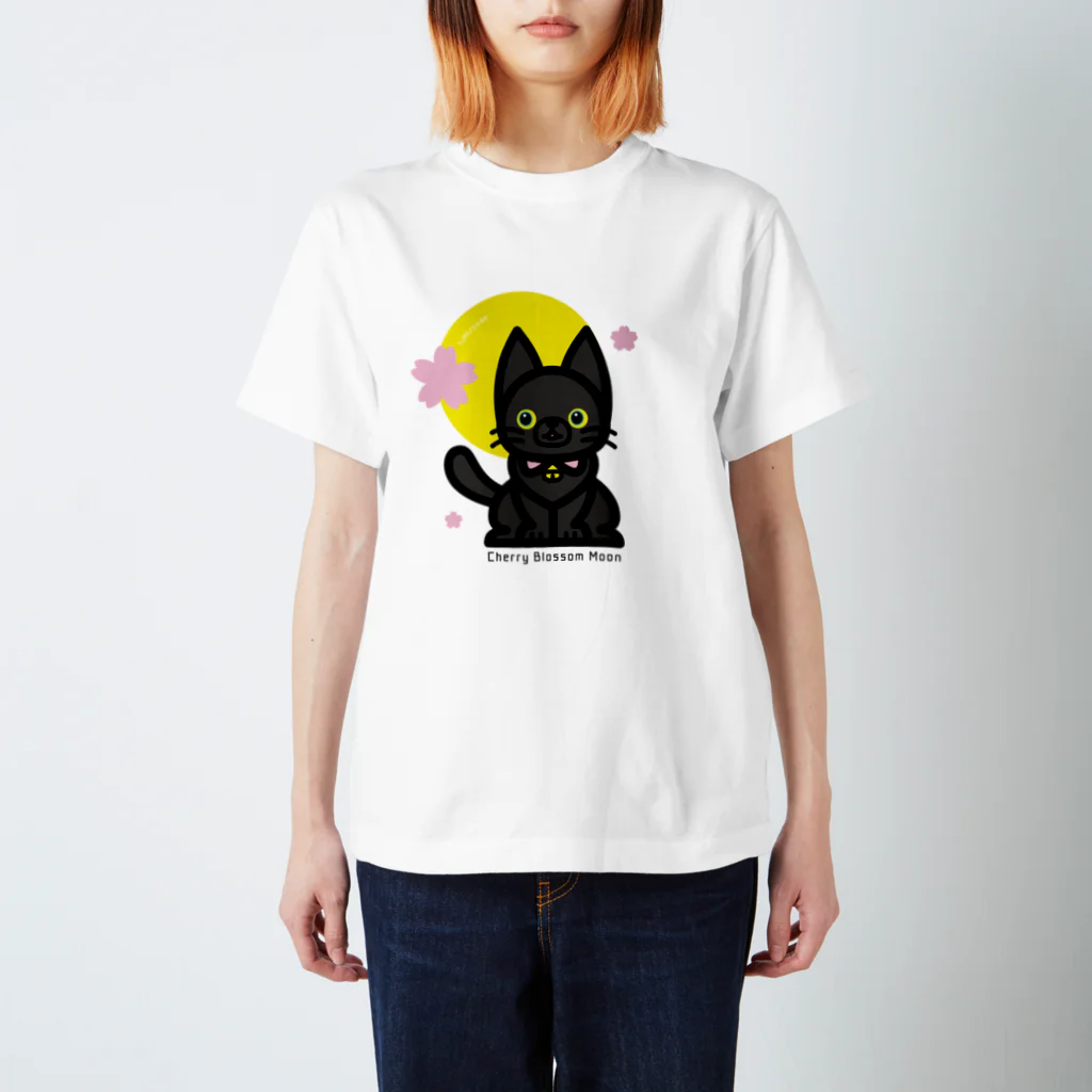 夢見る柴犬のCherry-Blossom-Moon Regular Fit T-Shirt