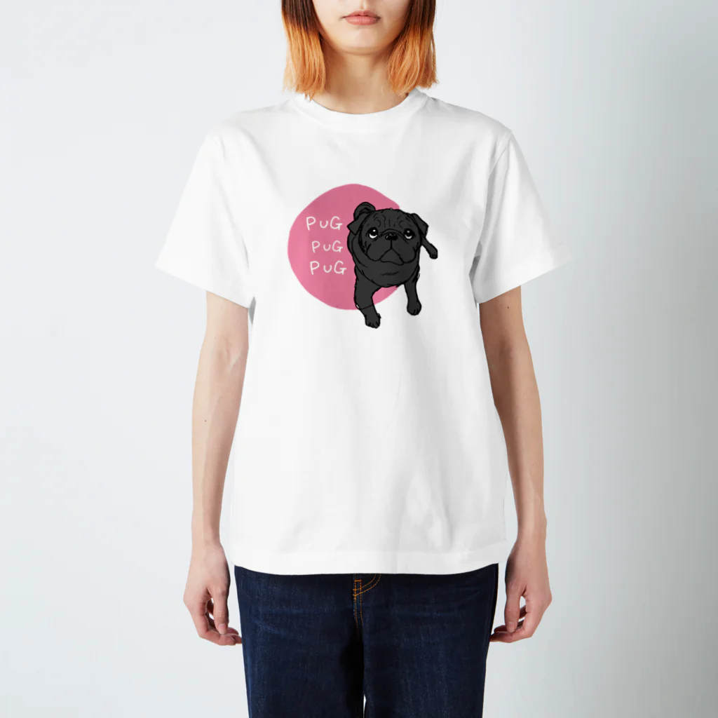 Ayumi HIdakaのPUGPUGPUG 黒パグ✖️ピンク スタンダードTシャツ