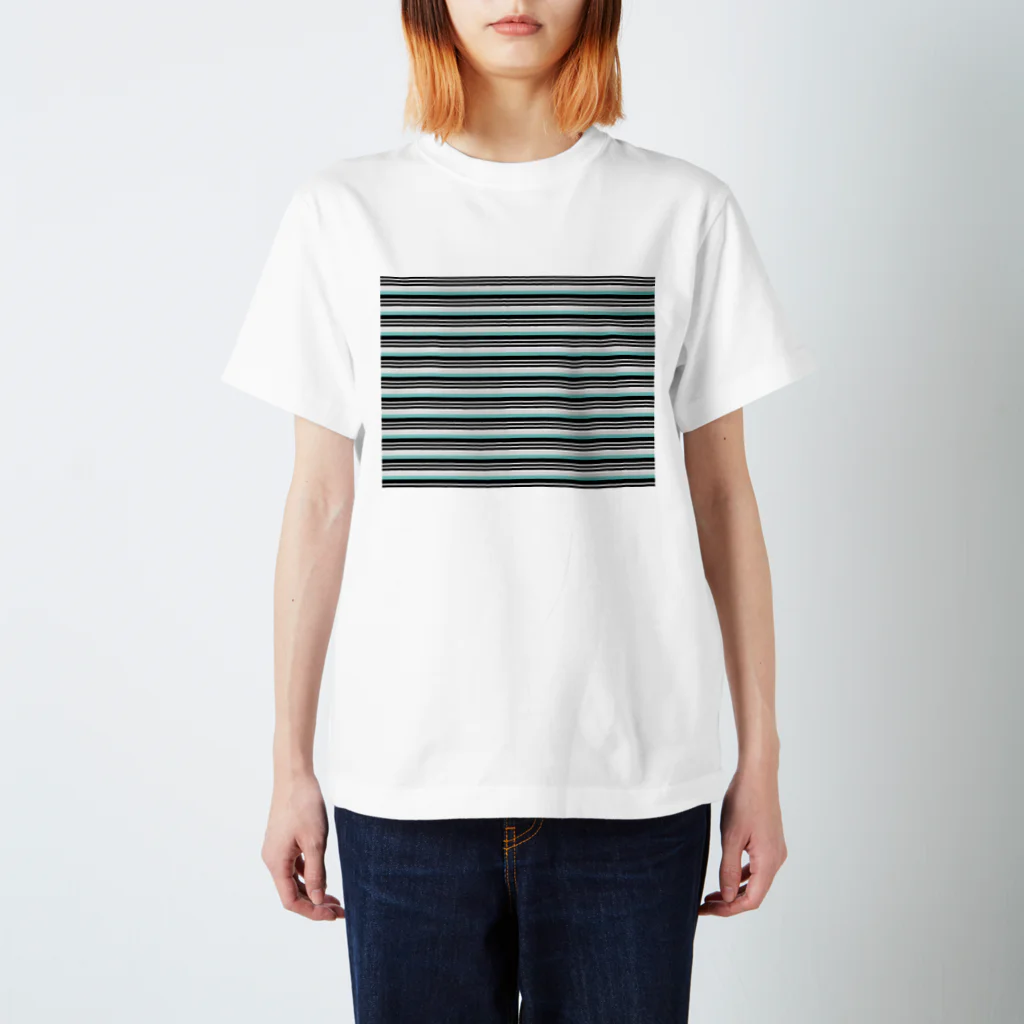 many many stripes.のボーダー水色 スタンダードTシャツ