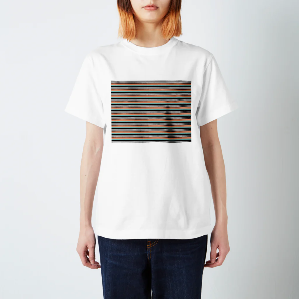 many many stripes.のボーダー水色ピンク スタンダードTシャツ