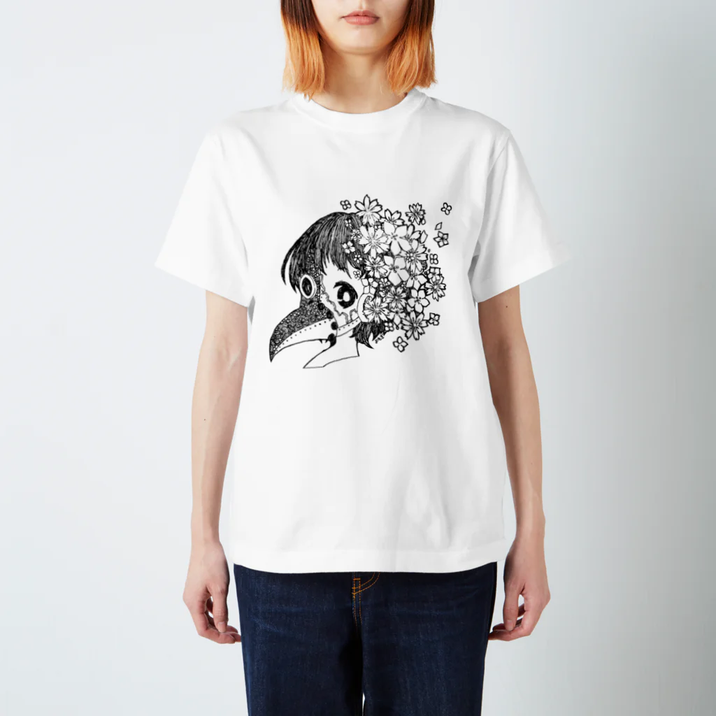 よもぎのペストマスクとお花がいっぱい Regular Fit T-Shirt