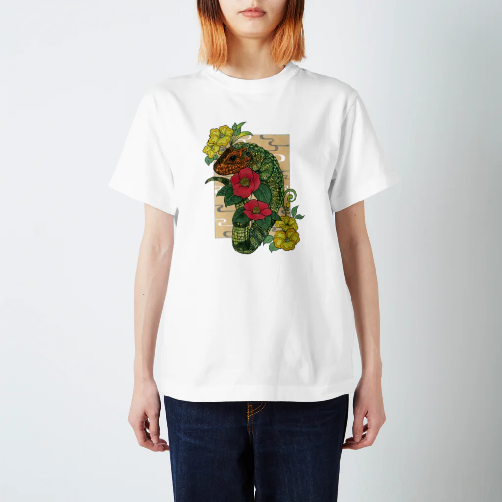 あおイ🦎の和×爬虫類 カイマントカゲ スタンダードTシャツ