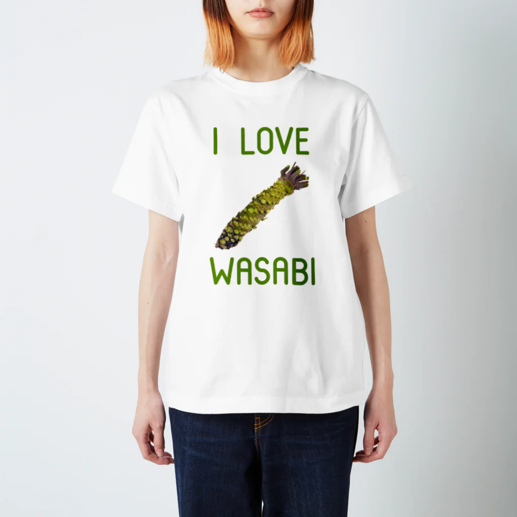 ゆるい猫ちゃんSHOPのI LOVE WASABI スタンダードTシャツ