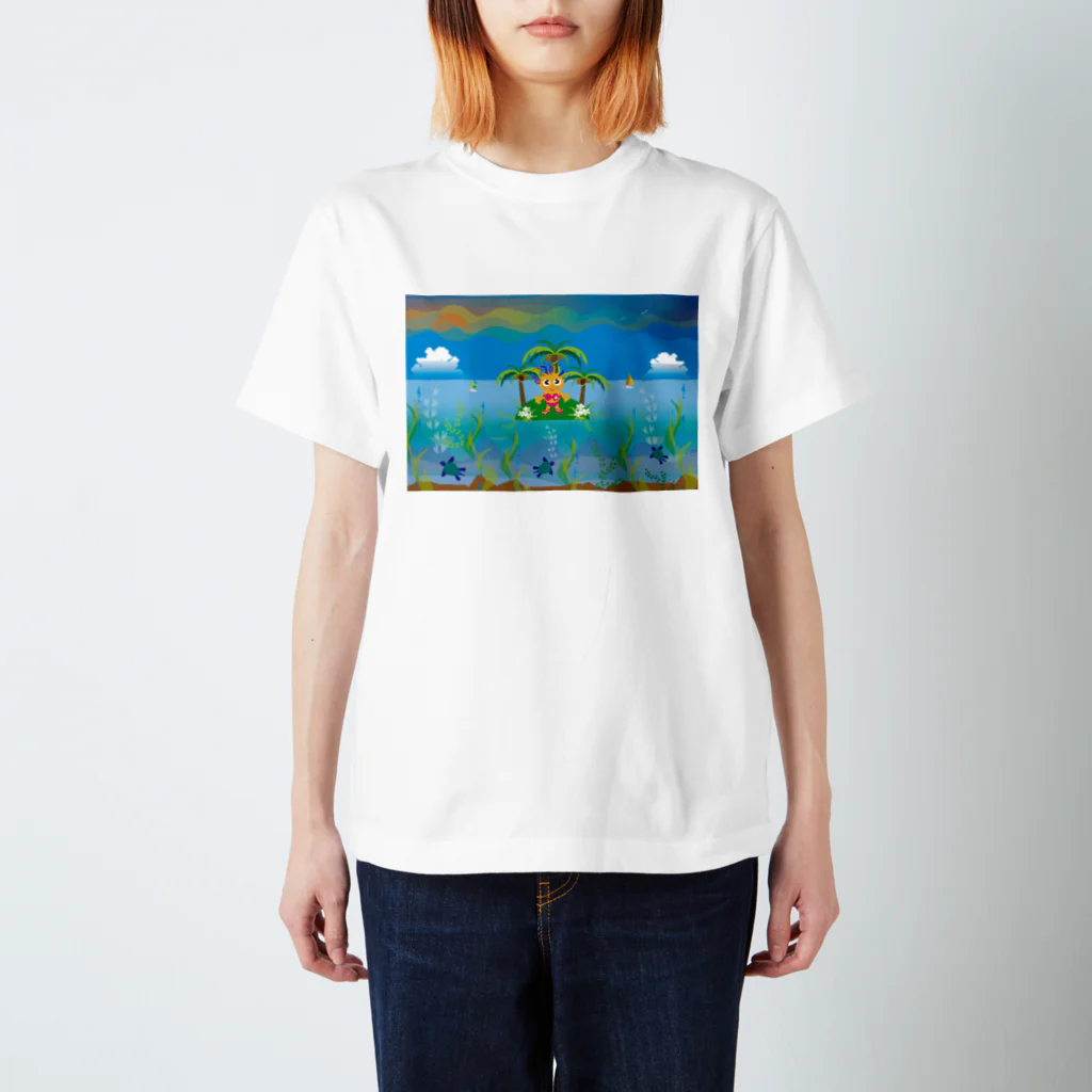 ジルトチッチのデザインボックスのクレコちゃんのウミガメと過ごす夏の一日 スタンダードTシャツ