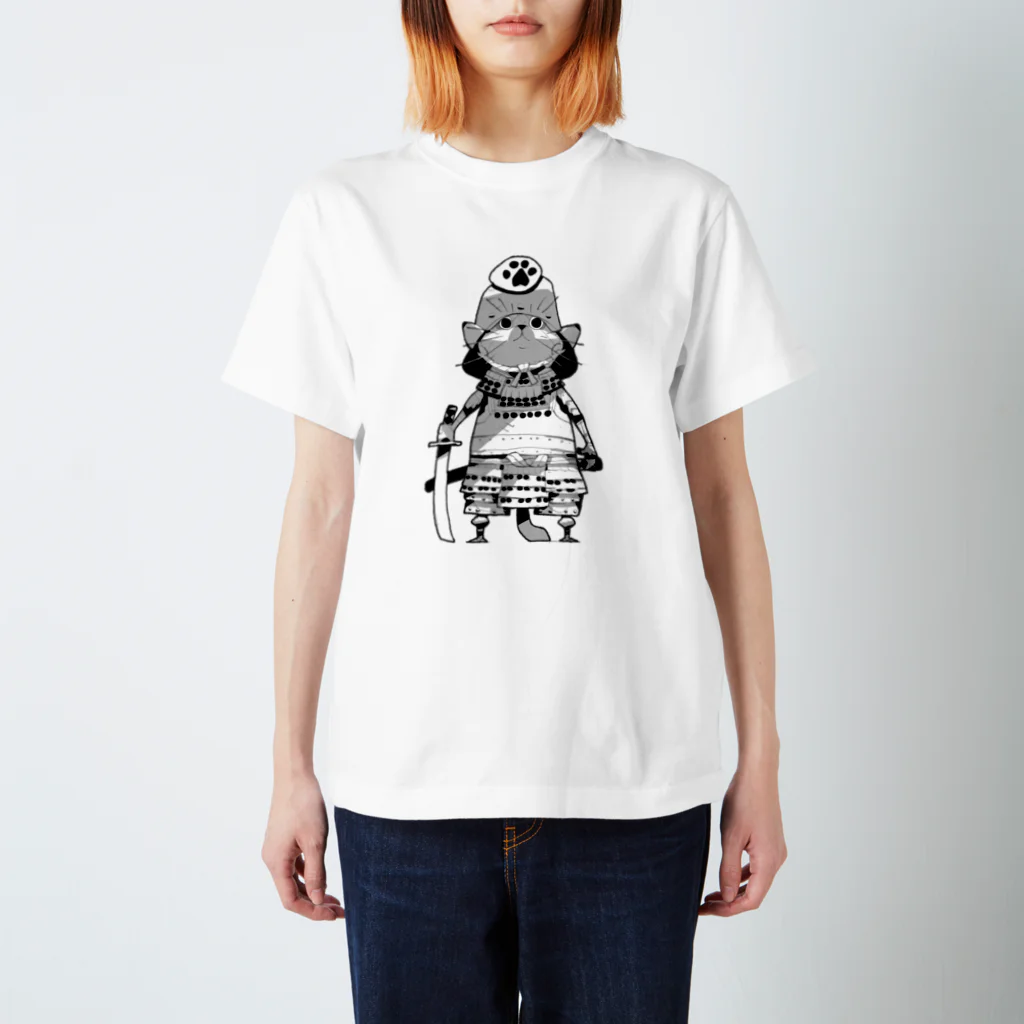 Satoshi MatsuuraのCat Samurai monochrome スタンダードTシャツ