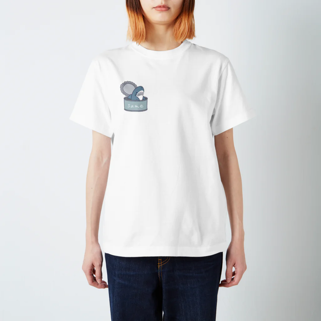 サメ わりとおもいのサメの缶詰ワンポイント 티셔츠