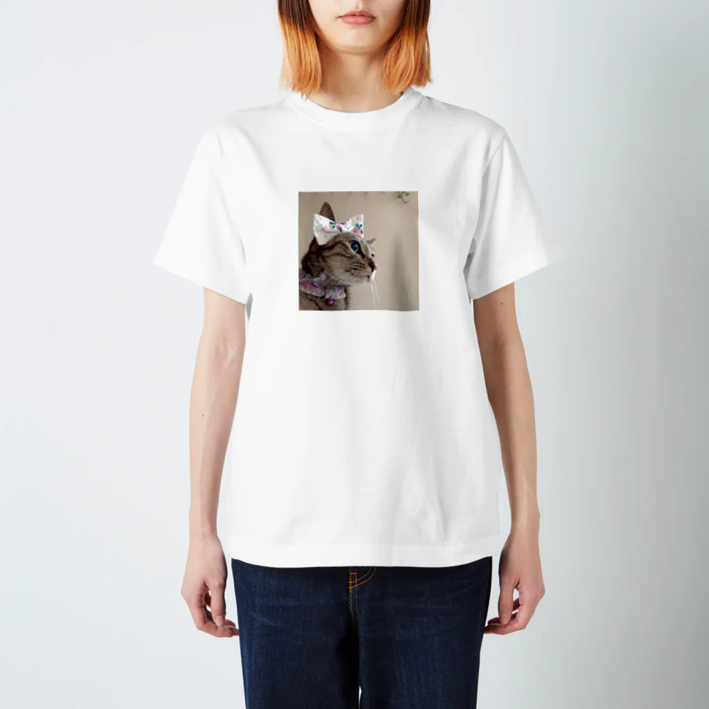 ジョリーマンダリンのリボンを付けたキジトラ猫 Regular Fit T-Shirt