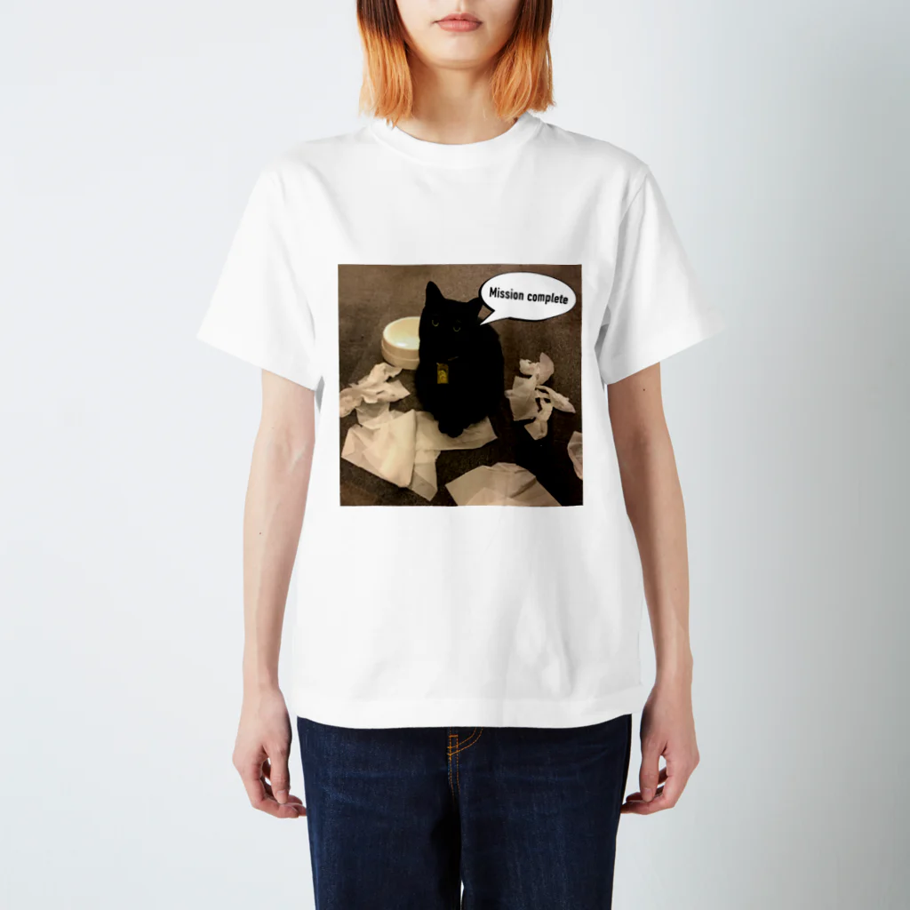 猫カフェ ぶぅたんグッズショップの渋い仕事をするララくん スタンダードTシャツ