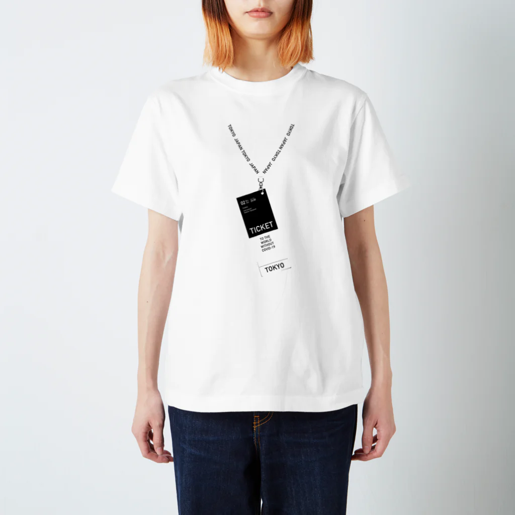 ねこハンド🐾のTICKET TO THE WORLD WITHOUT COVID-19 (WHITE) Regular Fit T-Shirt