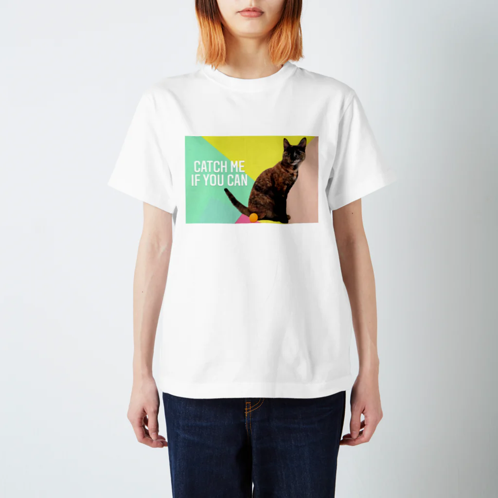 サビ猫あんずのサビ猫あんず catch me if you can  スタンダードTシャツ