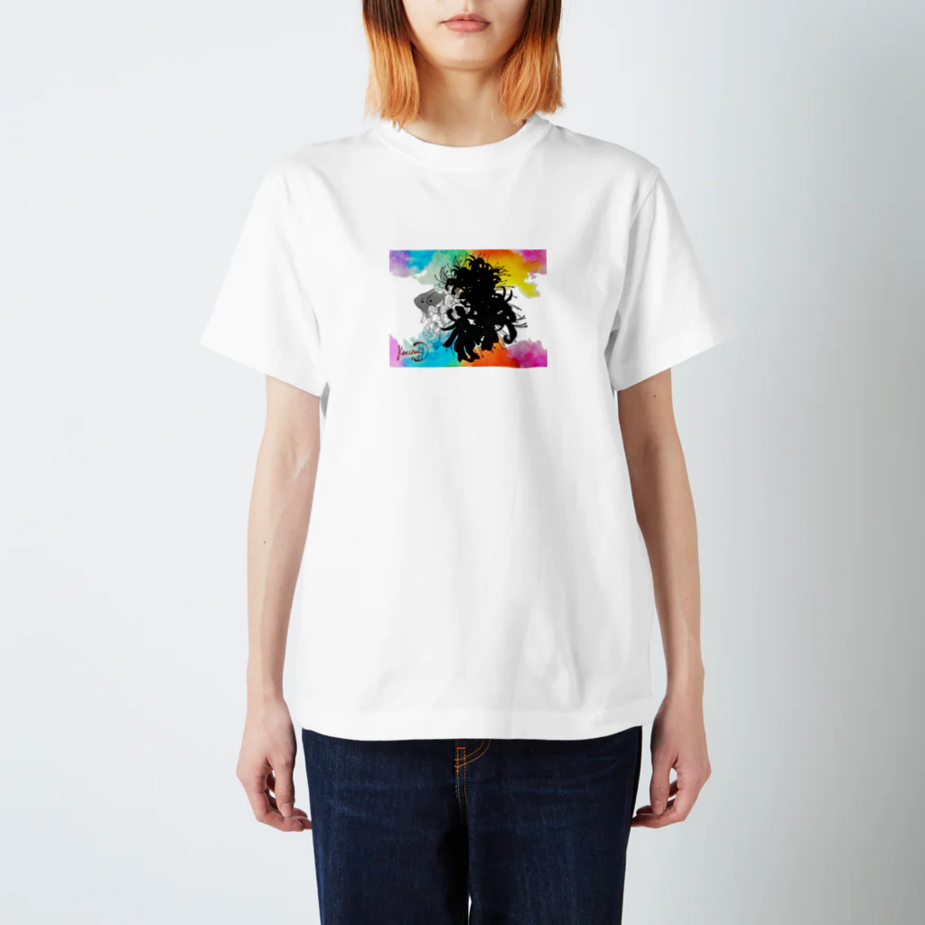 紅空月(kouzuki)designの金魚花_colorful スタンダードTシャツ