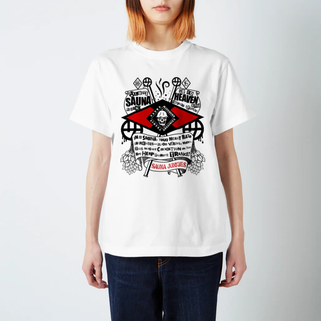 SAUNA JUNKIES | サウナジャンキーズのSAUNA HEAVEN(黒プリント) 티셔츠