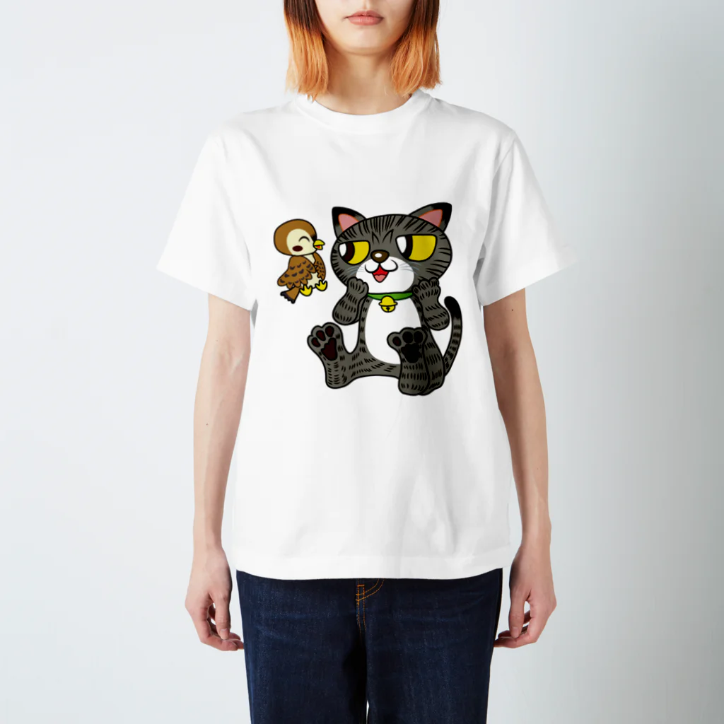 プリン先輩のお店のキジトラ猫とスズメさんニャン♪ Regular Fit T-Shirt