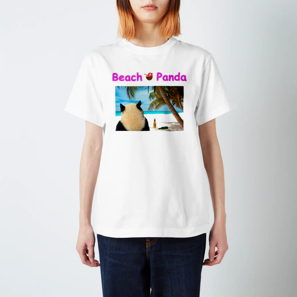 面白かわいいＴシャツ屋さん Ｎｉｃｏｌｏ　suzuri店のビーチパンダ Regular Fit T-Shirt