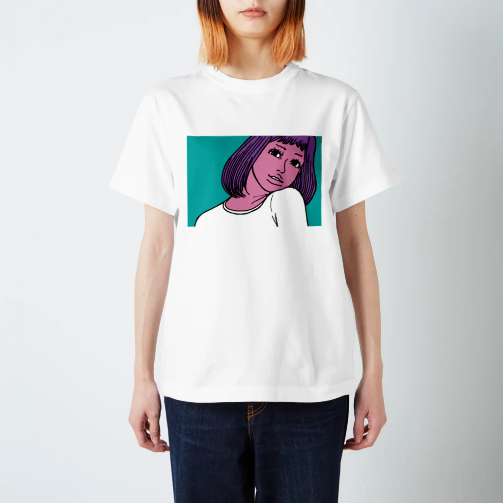 トヨカワイラスト研究室の見つめる女の子ちゃん スタンダードTシャツ