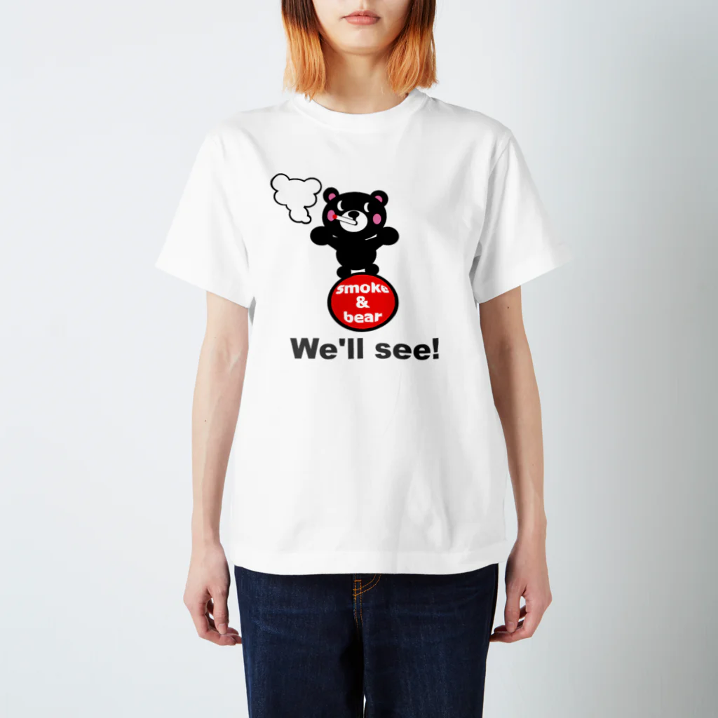 オリジナルデザインTシャツ　SMOKIN'の玉のりモクモックマ 黒 Regular Fit T-Shirt