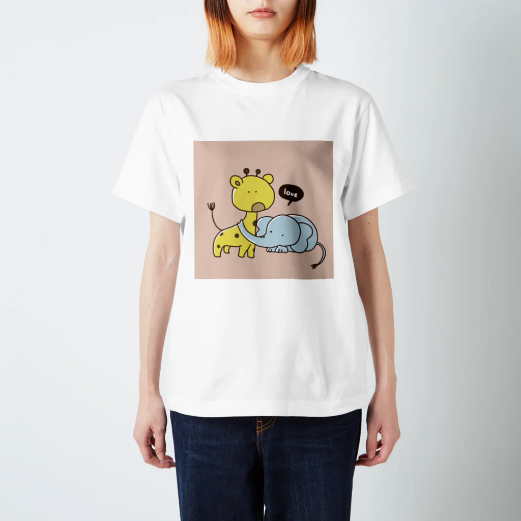 ももひらのBabymals きりん×ぞう スタンダードTシャツ