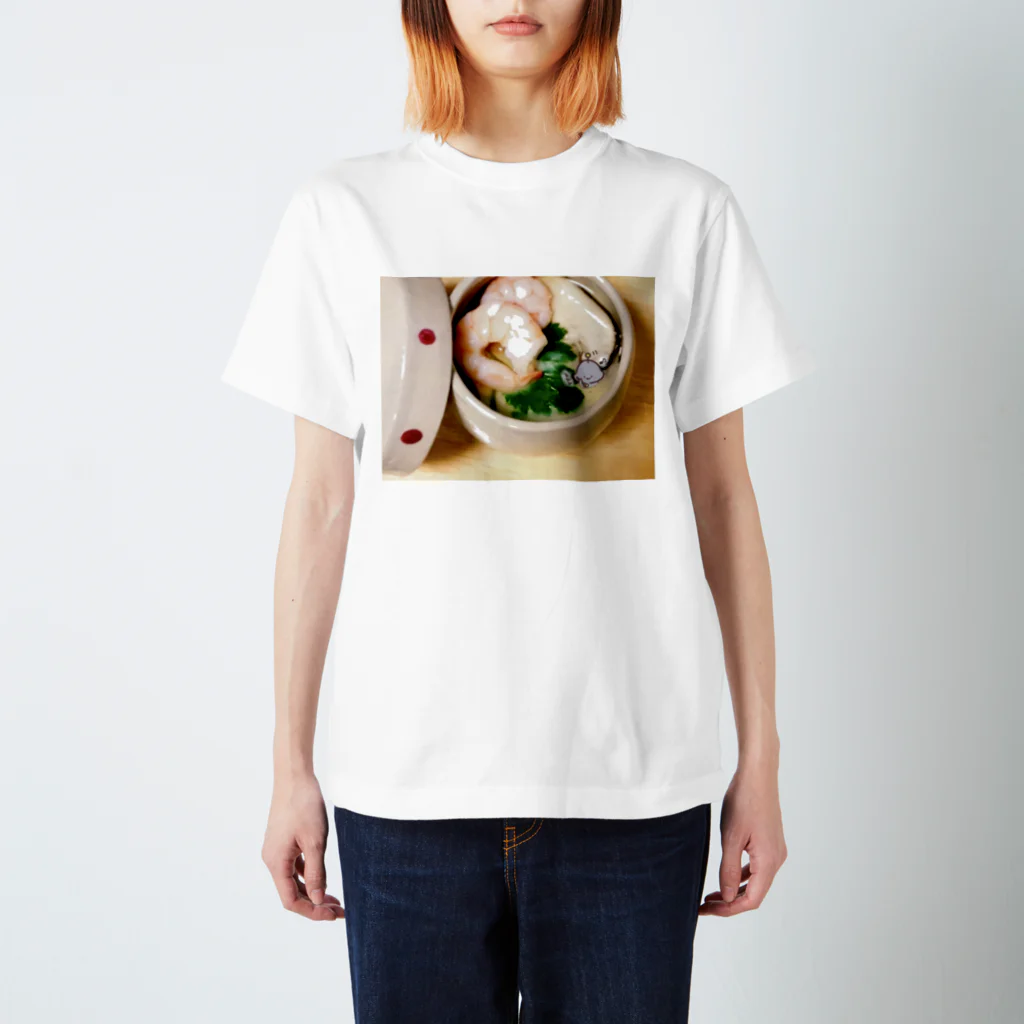 👾えなめるくん公式ショップ👾の茶碗蒸し美味ァ えなめるくん スタンダードTシャツ