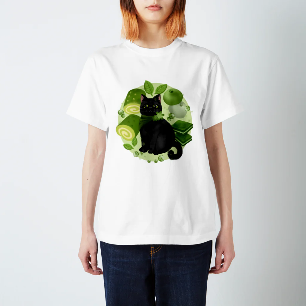 ネコのひたいのニャンコと美味しい時間「スイーツ・GREEN」 Regular Fit T-Shirt