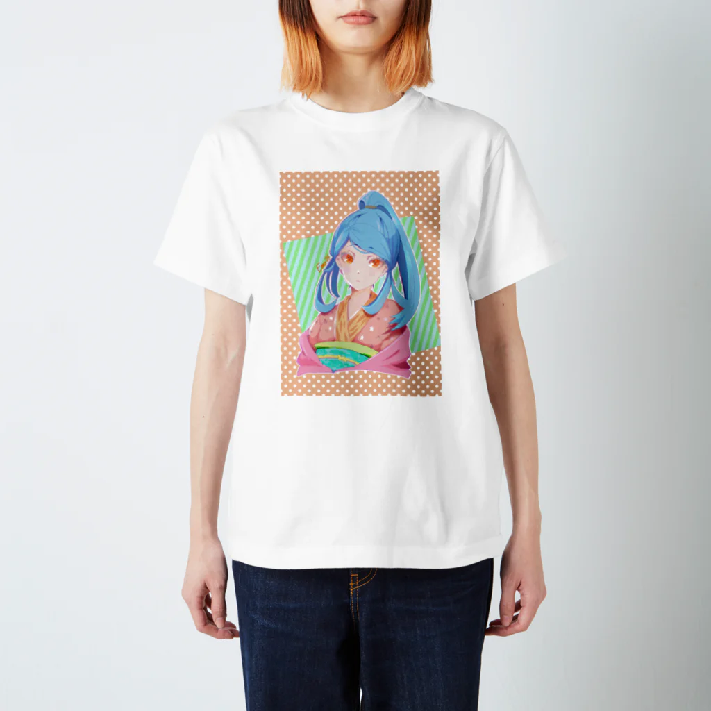 小鴨 藍凛の花菖蒲の大正ポニテ スタンダードTシャツ