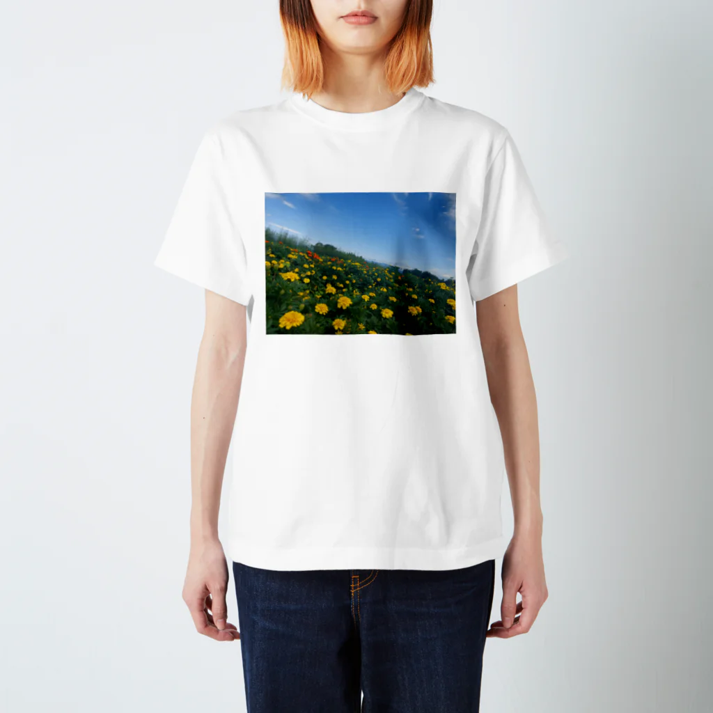 Syukisyukiのマリーゴールドの花畑 スタンダードTシャツ