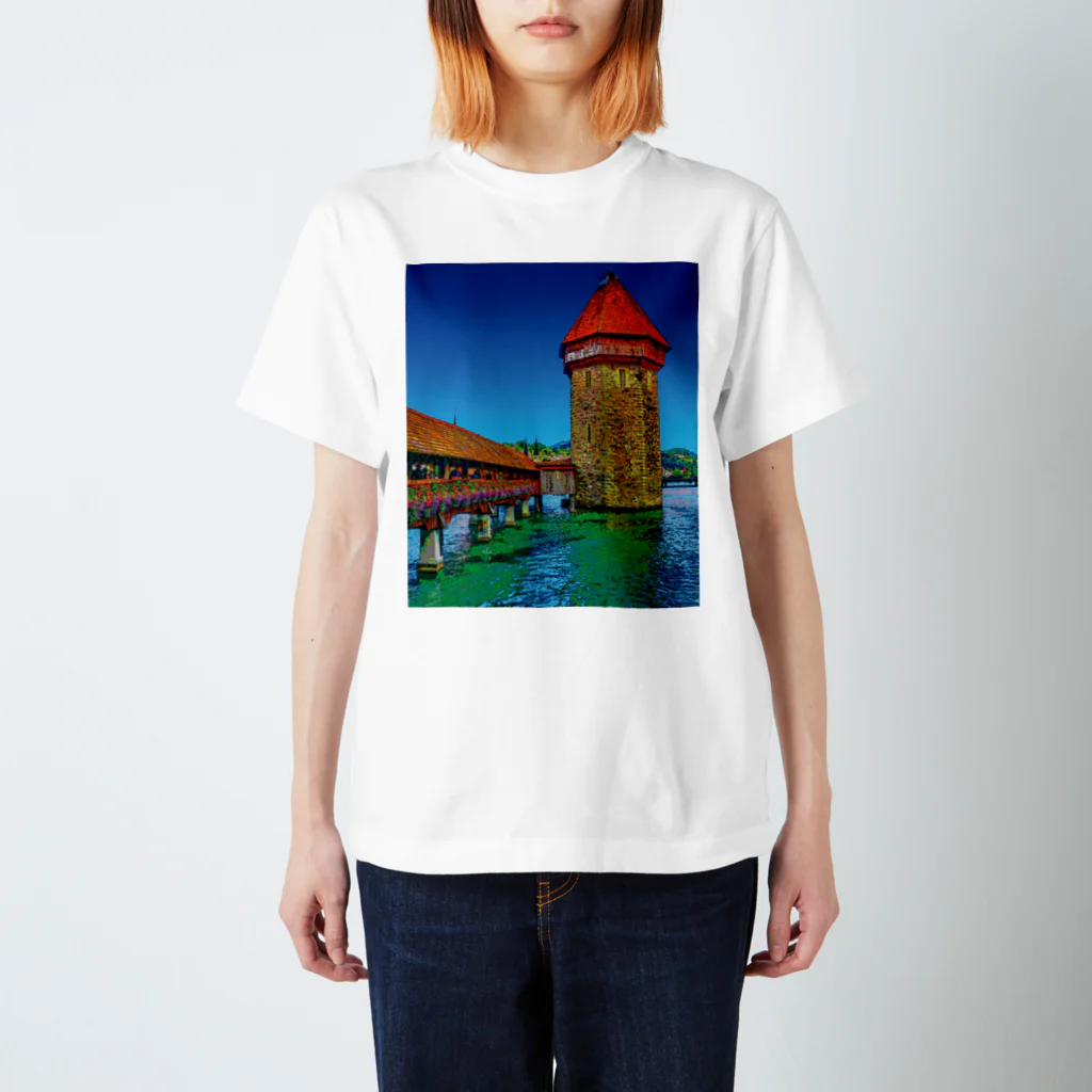 GALLERY misutawoのスイス カペル橋 Regular Fit T-Shirt