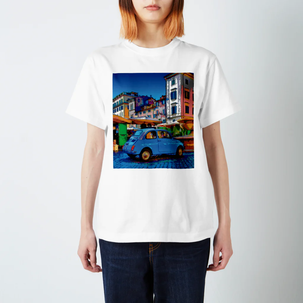 GALLERY misutawoのイタリア ローマの市場とFIAT500（チンクエチェント） スタンダードTシャツ