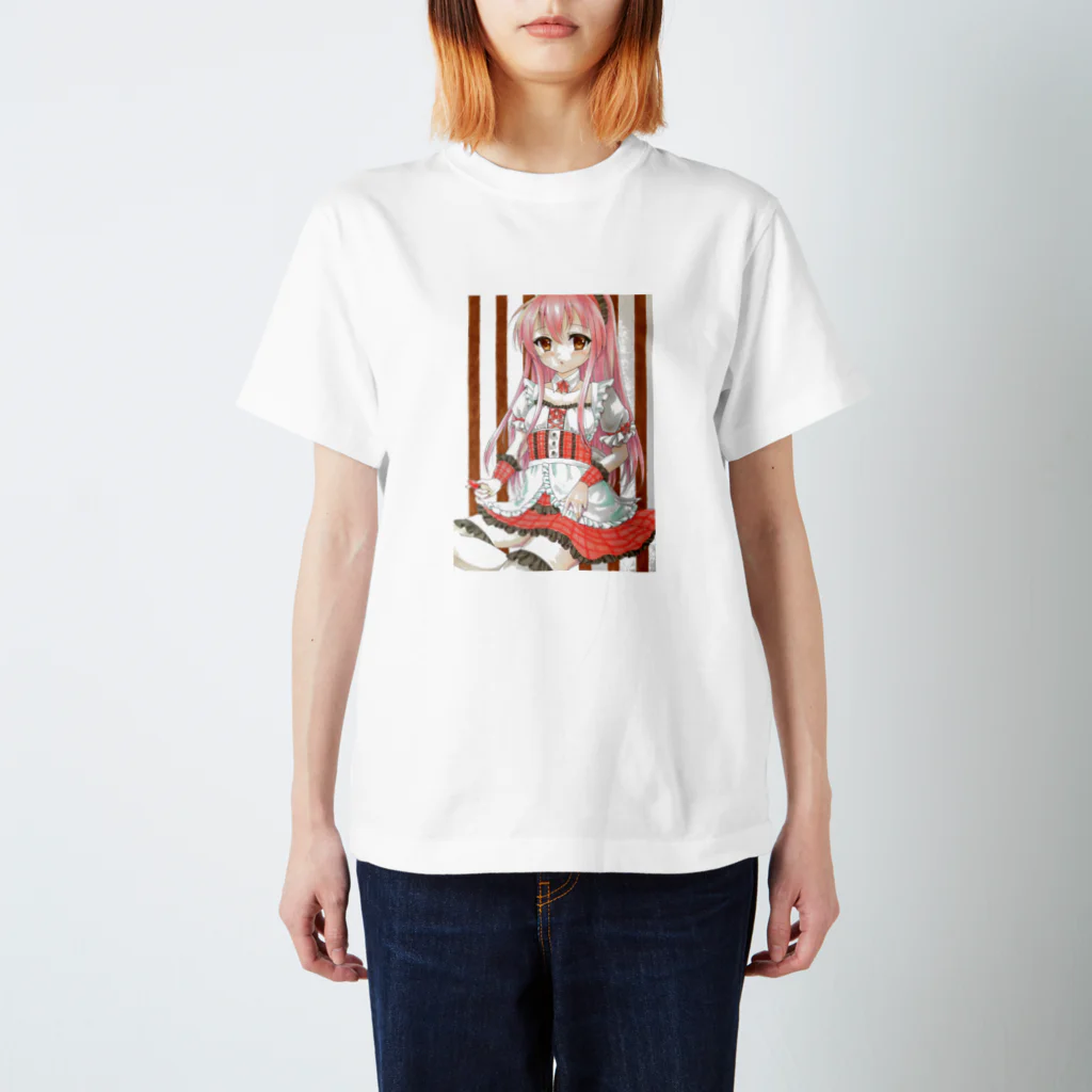 dearbunnyandrabbitのピンクメイドさん スタンダードTシャツ